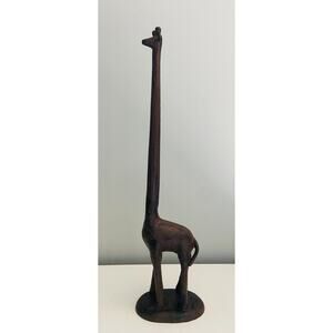 Rustic Cast Iron Giraffe Doorstop Paper Towel Holder, 17.25"